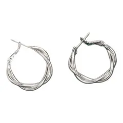 ツイスト　フープピアス　シルバー【両耳セット】