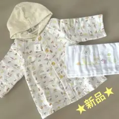 【新品】今治タオル フード付きベビーバスローブ フェイスタオル 2点セット