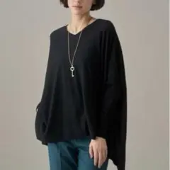 アナイ メリノウール天竺ビッグシルエットプルオーバー 黒