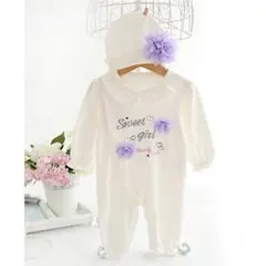 新生児 50 ツーウェイオール 帽子付 長袖 ドレスオール カバーオール