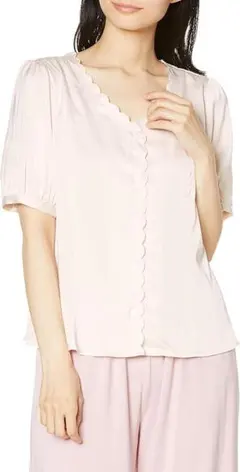 GELATO PIQUE スカラップローズサテンブラウス