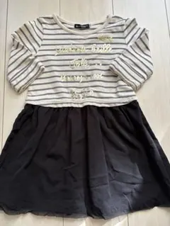 BeBe ボーダーチュールワンピース 100cm