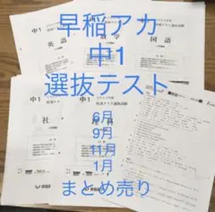早稲アカ　中1 特訓クラス選抜試験　まとめ売りのサムネイル
