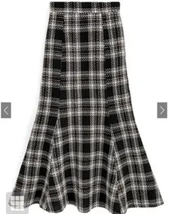 チェック柄ツイードマーメイドスカート gc230 ブラック