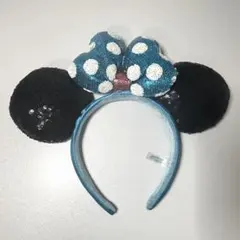 ディズニー カチューシャ 水色 スパンコール ミニー