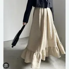Ameri vintage アメリ ジャガード ロングスカートS ベージュ