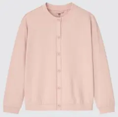 ユニクロ　GIRLS UVカットクルーネックカーディガン（長袖）　150 ピンク
