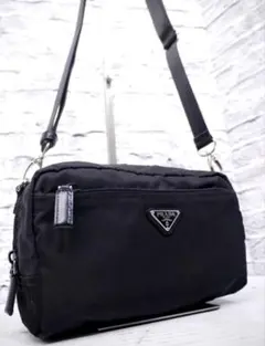 美品 ◆ PRADA プラダ ナイロン ショルダー カメラ バッグ ポーチ 黒◆