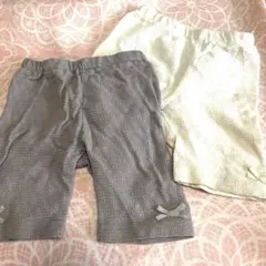 [ベビー]５分丈レギンス　ジャガード　グレー　ホワイト　80 2枚セット