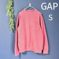 GAP【S】長袖　ニット　セーター　ポケット　サーモンピンク