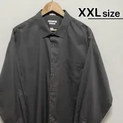 USA古着　長袖シャツ　XXL　グレー　無地　サティーン　VAN HEUSEN