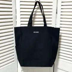 BEAMS 大容量キャンバストートバッグ ブラック　ポケット付きのサムネイル
