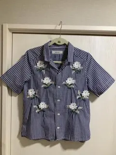 スーパーハッカ　花　立体刺繍　ストライプシャツのサムネイル