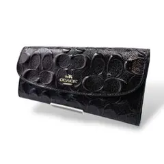 coach コーチ 長財布 ロングウォレット エナメル バーガンディ フラップ