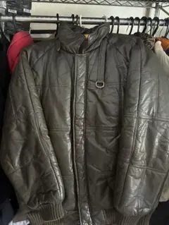 ダークブラウン 牛革 ダウンジャケット