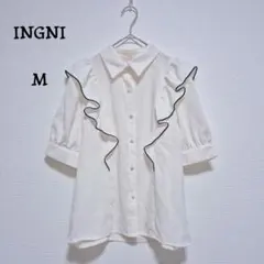 INGNI　イング　フリル半袖ブラウス　パールボタン　ホワイト　M　地雷系