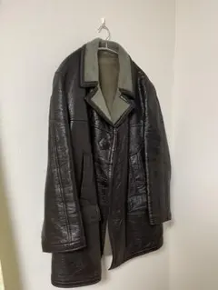 ダークブラウン レザーコート　ジャケット　 オーバーサイズ