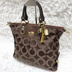COACH マディソン オプアート柄 2wayショルダーバッグ ダークブラウン