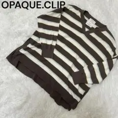 OPAQUE.CLIP ボーダーニット レディースM サイドスリット ブラウン系