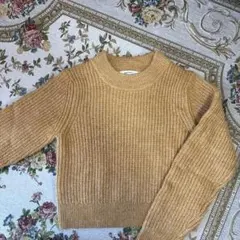 MOUSSY マスタードカラー　リブ編みセーター FREE