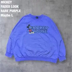 Disney ミッキー フェード調 紫 スウェット ビッグ L相当 短丈 身幅大
