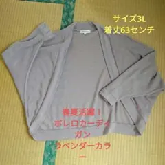 春夏活躍！丈短ボレロカーディガン3L ラベンダーカラー