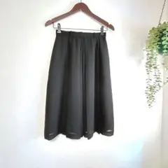 【R21】レディース膝丈スカート　ブラック　日本製　無地　シンプル