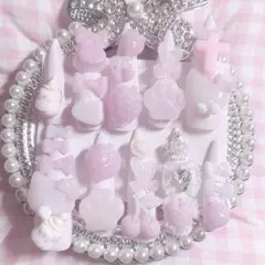 ♥ 量産型 ネイルチップ 地雷系 平成女児 ロング ポイント ピンク 猫