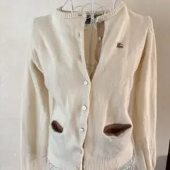 美品バーバリーブルーレーベルカシミヤ混カーディガン38