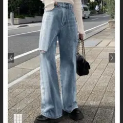 GRL サイドカットストレートデニムパンツ