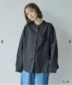 ☆美品☆リネンレーヨンバンドカラーシャツのサムネイル