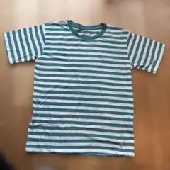緑と白のストライプ Tシャツ キッズ150無印良品
