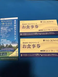 【お食事券1,500円×２枚付き】第66回 中日クラウンズ チケットのサムネイル