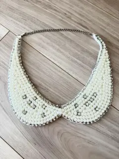 アイボリー パールビーズ つけ襟