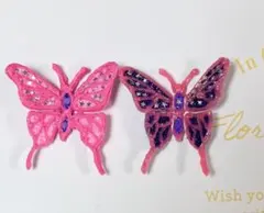 濃いめの蝶のデザイン マグネット orブローチ2個セット