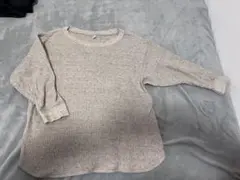 UNIQLO / ワッフルクルーネックT（7分袖）ベージュ Mサイズ