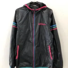 J1241 adidas フード付きナイロンジャケット ブラック メンズ M