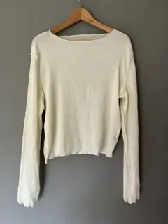 【未使用】M nort アイボリー シワ加工長袖シアートップス