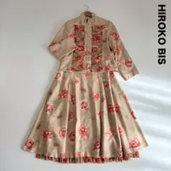 ヒロコビス☆お花柄スタンドカラージャケット&ロングフレアスカートスーツ