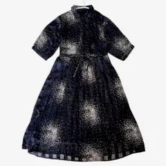 シルク100% ワンピース 黒 ドット柄 透け感 フリーサイズ