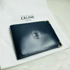 未使用級✨CELINE セリーヌ　二つ折り財布　トリオンフ　レザー　ネイビーのサムネイル