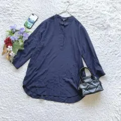 ✨大きめサイズ✨ ユニクロ レーヨンスキッパーブラウス 七分袖 XL シンプル