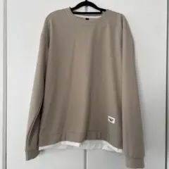 重ね着風ロンTベージュ XL