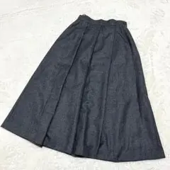 KIYOKO TAKASE Mサイズ ウール調フレアロングスカート 上品グレー