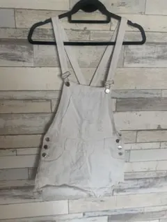 ホワイト デニム サロペット ショートパンツのサムネイル
