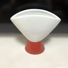 陶器製 花瓶 ホワイト×レッド バイカラー フラワーベース　小型のサムネイル