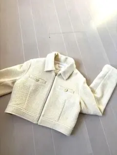 オフホワイト ツイード レア agnes b アニエスベー ジャケット 中厚手 