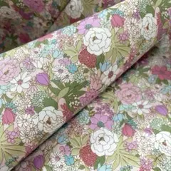 生地　ハギレ　花柄　リバティ調柄　くすみピンク