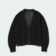 UNIQLO メッシュショートカーディガン　長袖　ブラック