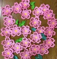 桜＆葉っぱ　No.26 折り紙　お花ハンドメイド3月4月春壁面飾り 卒業式入学式